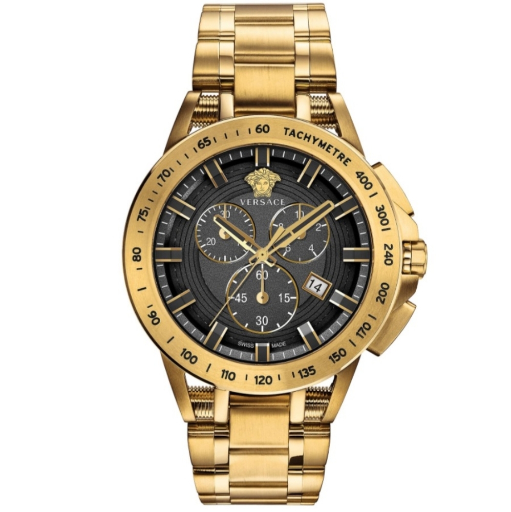 Versace VE3E00821 Swiss Quartz Chronograph Men's Watch 45 mm. Black Dial